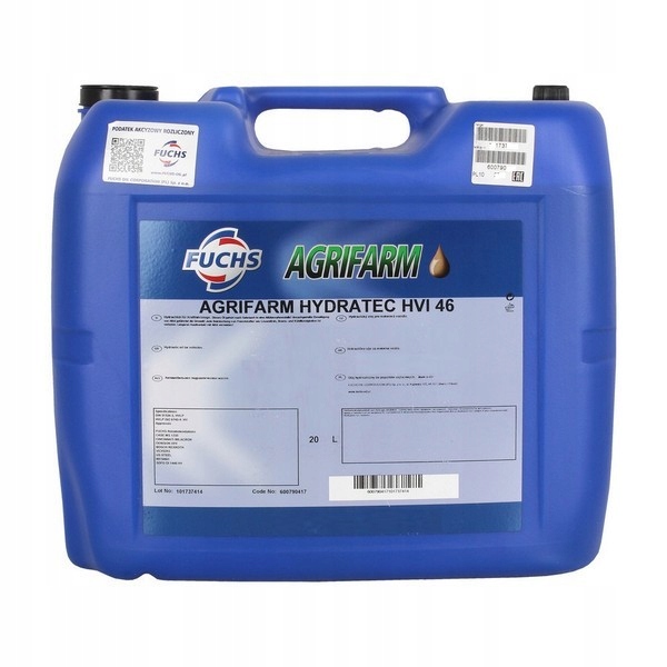 Олива гідравлічна FUCHS AGRIFARM HYDRATEC HVI 46 20л